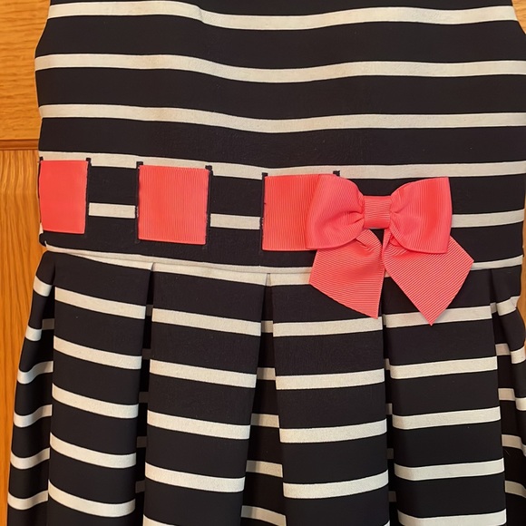 Navy Blue, White, and Pink Striped Formal Dress - Picture 4 of 4